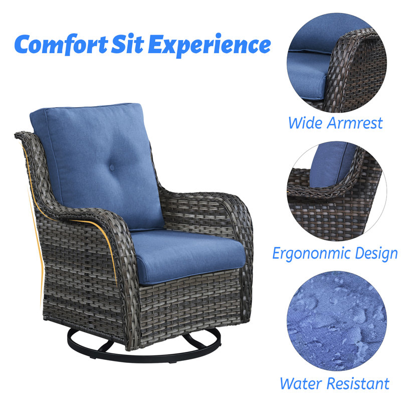 Red Barrel Studio® Swivel Wicker Rattan Outdoor Rocking Chairs & Reviews Wayfair